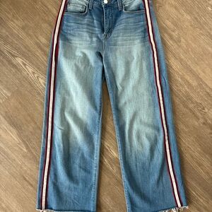 L'AGENCE Blue Jeans with Red and White Stripes